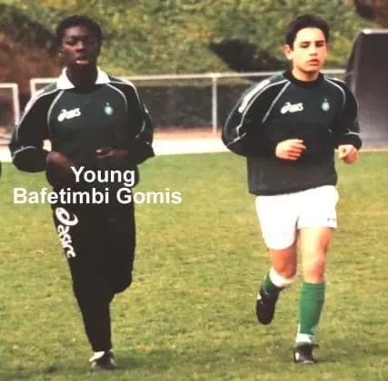 Young Bafetimbi Gomis and a teammate honing their juggling abilities during their formative football years