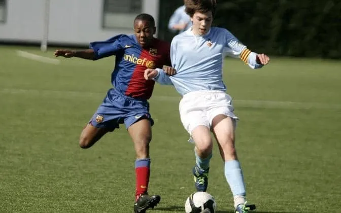 Adama Traore played alongside opponents way older and bigger than him. Credit to FC-Barcelona