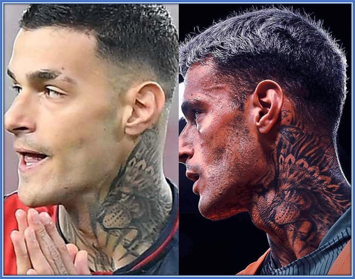 Scamacca said he wouldn't get away with defenders like Bonucci and Chiellini if he didn't have this beast neck tattoo.