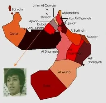 Map of the Trucial States showing where Sheikh Mansour grew up at.