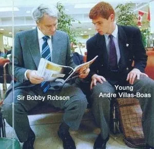 Young Andre Villas-Boas with his master, Sir Bobby Robson.