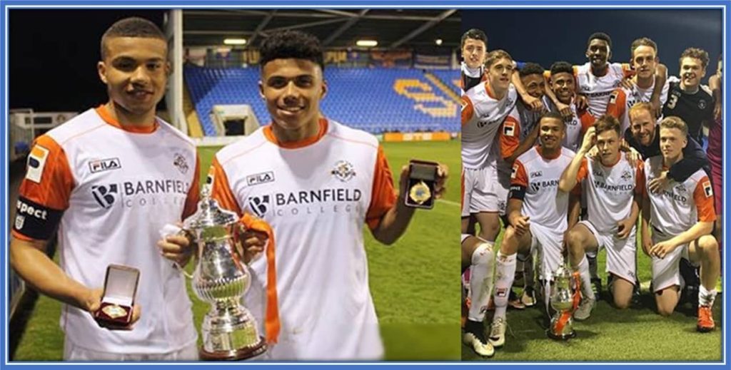 The Youth Alliance Cup was Justin's first-ever trophy after graduating from Luton academy.