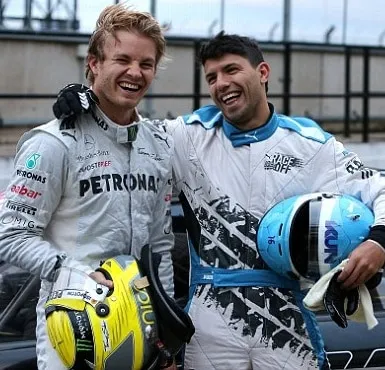 Sergio Aguero Challenging Nico Rosberg to win the PUMA Race Challenge.