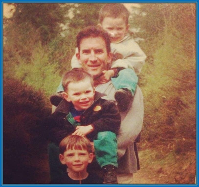 We picture Lee Gallagher bonding with his sons (Dan, Jake and Josh) - before Conor was born.