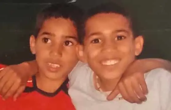 Achraf Hakimi- Here is a photo of Achraf with his brother Nabil growing up in Madrid, Spain.