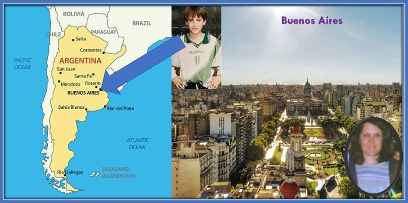 This map gallery shows where Buenos Aires (in Argentina) is located. This is where Nicolas Tagliafico's have their roots.