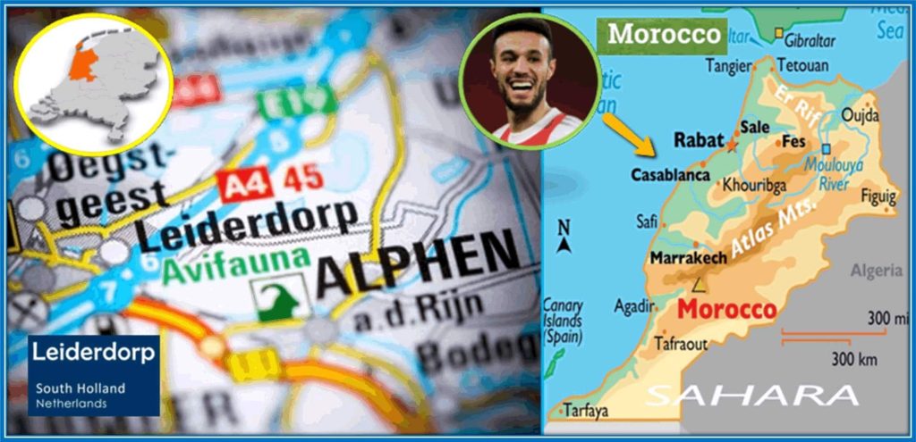 This map aids your understanding of Noussair Mazraoui's origins.
