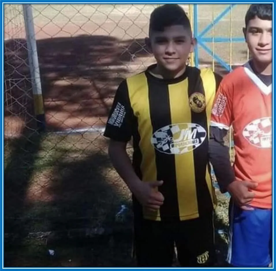 At the left is pictured Enciso, the Chubby Talent, during one of his Childhood Kickabouts.