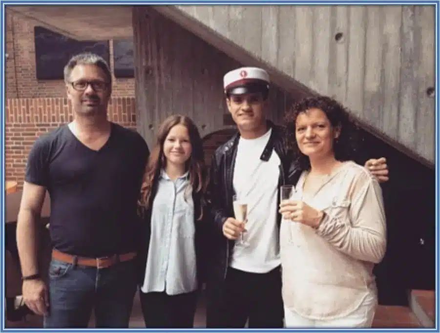 A family photo showing the tackler's dad (Torben Norgaard), Sister (Sofie), brother (Johannes) and mother.