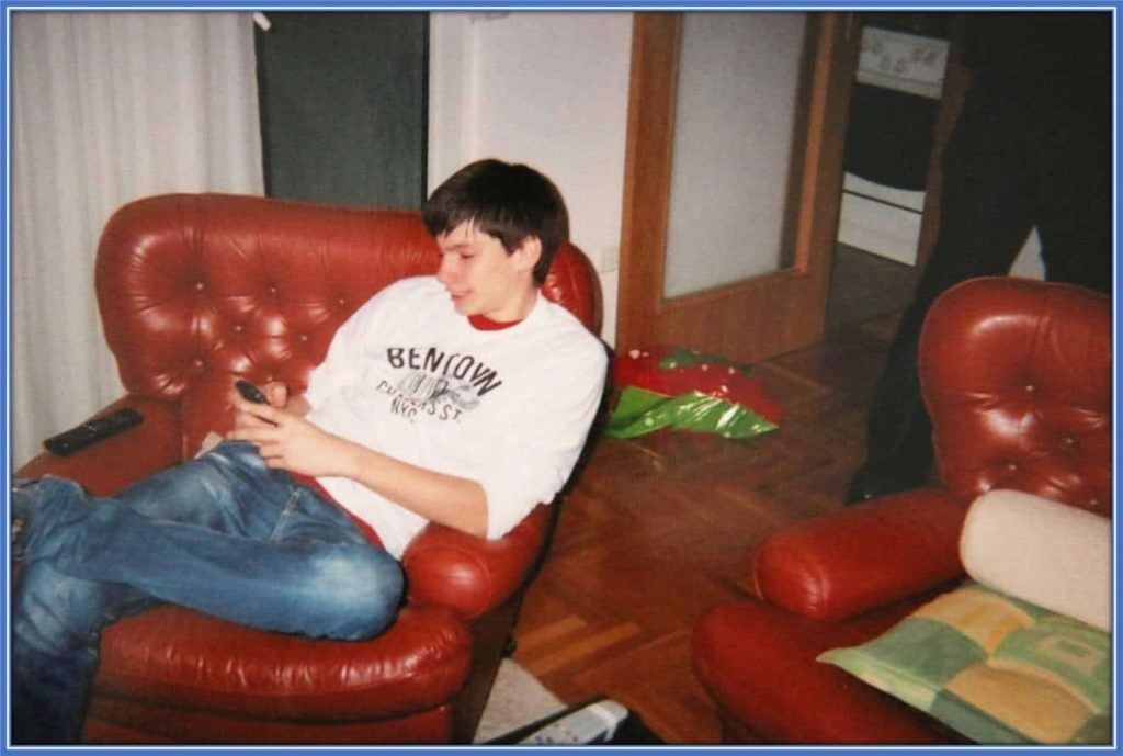 Young Dominik Livakovic at his grandparents' apartment.