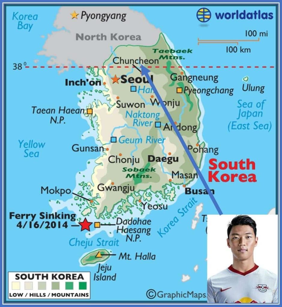 A map of Korea showing the dribbler's Place of Origin.