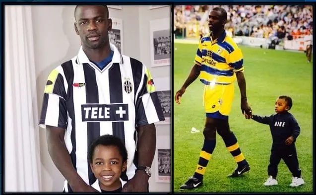 Lilian Thuram with his son (Marcus) during his playing career days.