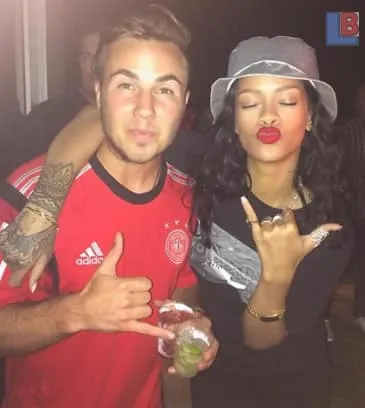 Mario Gotze celebrates World Cup Victory with Rihanna.