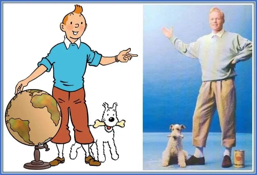 Ronald Koeman imitates the cartoon character Tintin.