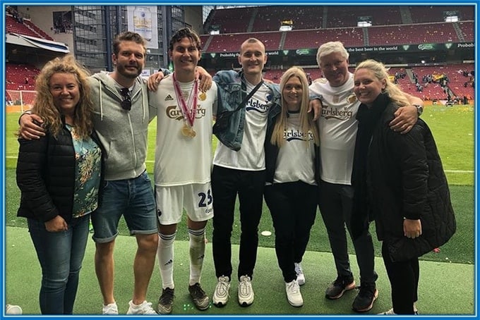 The 6 foot 3 Dane took this photo alongside members of his family at the time he won the 2019 Danish championship.