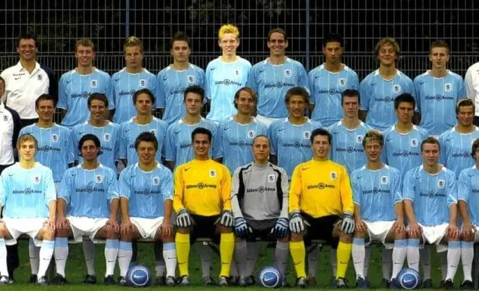 The German coach started out as a defender- Can you spot him while with his teammates?.