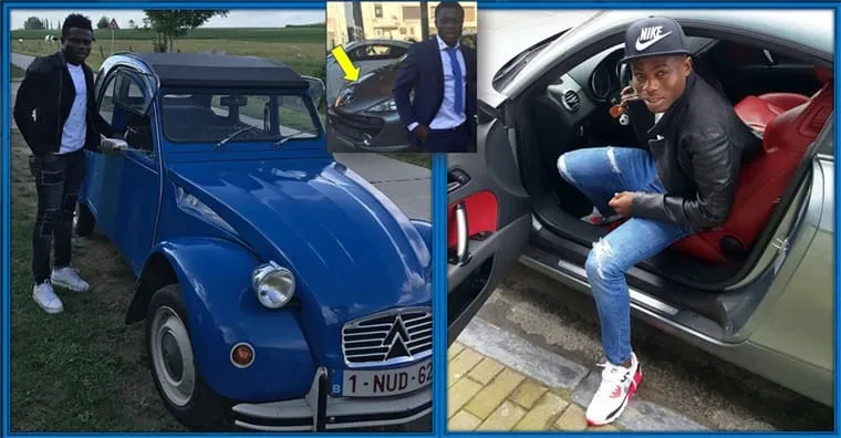 The Nigerian Winger poses with his Car.