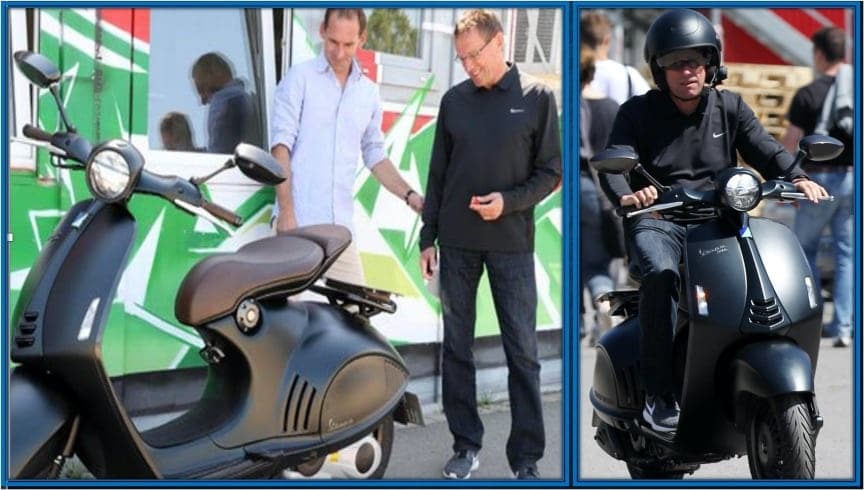 Ralf Rangnick Vespa gives him an excellent way to slip through cars. He really appreciates his mode of transportation.