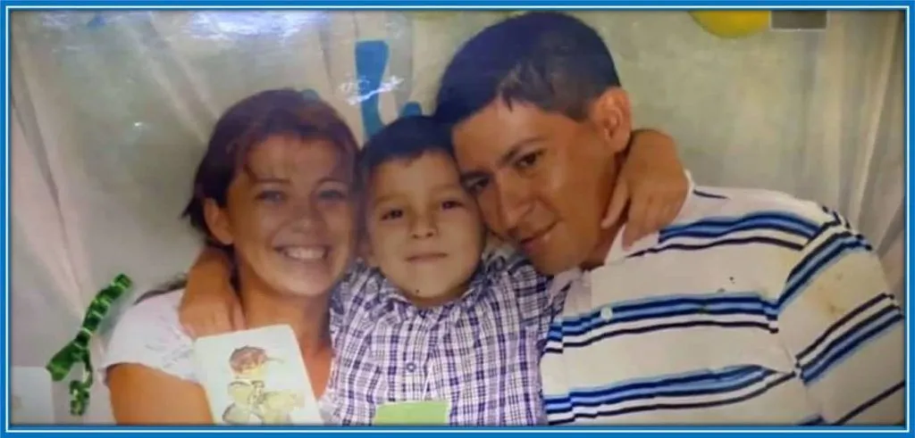 Angelina Espinola and Luis Enciso, lovingly guarding their treasured son, who is their only child.
