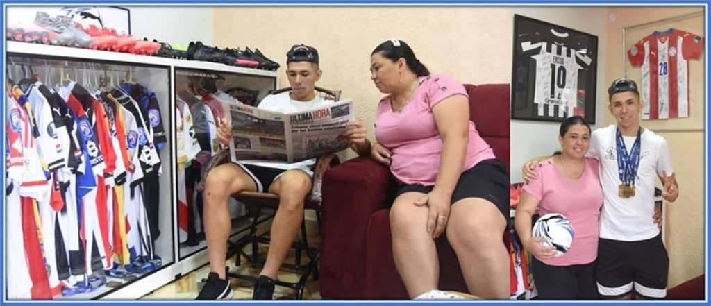 Angelina and her son, Julio, reading a newspaper together.