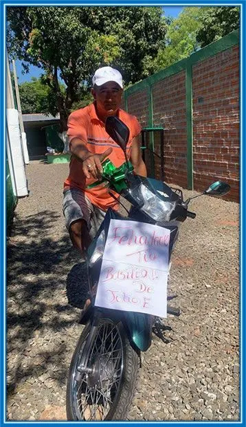 Meet Don Basilio, Julio Enciso's uncle, with his new motorcycle.