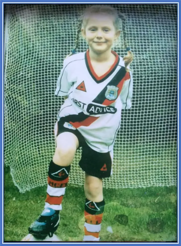 A youthful version of Keira Walsh. Her appearance makes it obvious that she enjoyed playing football as a child. Source: Instagram.
