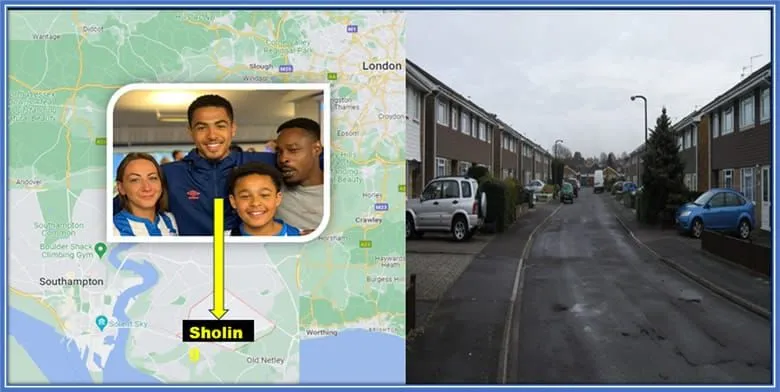 Roots of a Rising Star: Levi Colwill hails from Sholing, located on the eastern side of Southampton in Southern England. Credit: Wikipedia Commons, Google Maps.