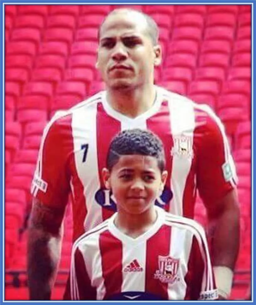 Young Levi Colwill, pictured as a mascot, standing in front of his uncle during a cup final.
