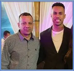 A rare photo of Gabriel Magalhaes's father posing by his side.
