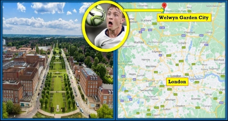 This map shows you where Welwyn Garden is as it relates to London. It portrays Oliver Skipp's Family Origin.