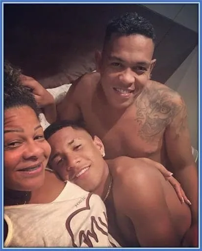 Savinho with his parents. The Brazilian footballer is very close to his Mother.