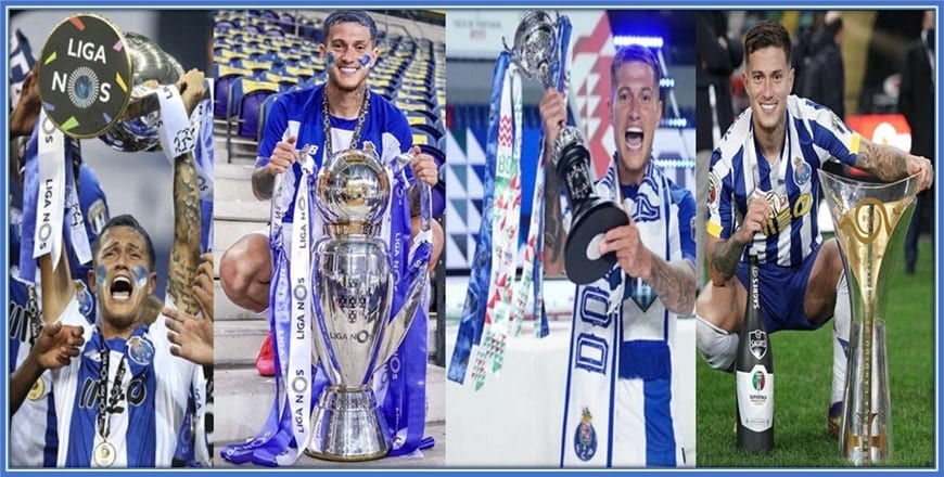Some of Otavinho's trophies with Porto.