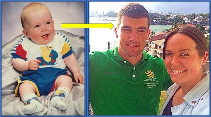 Mathew Ryan is pictured here as a happy baby. Together with Megan, both had splendid childhood moments.