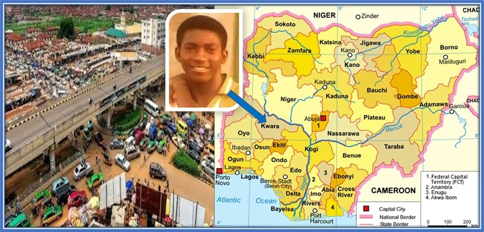 This map gallery explains Taiwo Awoniyi's family origin. The Nottingham Forest striker's Nigerian state of origin is Kwara.