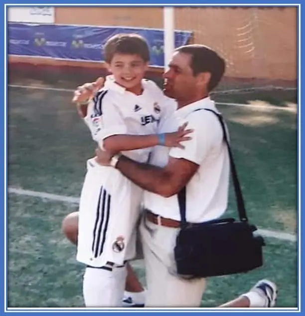 Childhood photo of Sergio Reguilon with his supportive father.