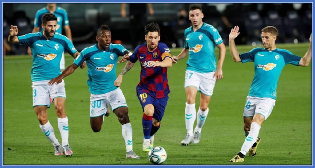 The Ecuadorian is pictured here chasing Lionel Messi in a July 2020 match.