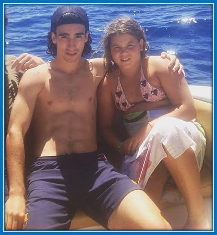 Cucurella is pictured on a boat ride enjoying quality time with his Sister.
