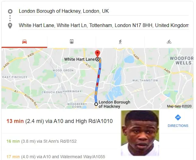 Japhet Tanganga Family home in Hackney is 13 minutes away from White Hart Lane.