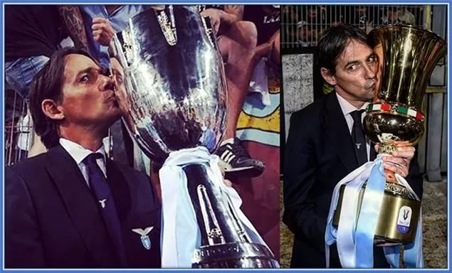 Rising from the ranks: Simone Inzaghi, transitioning from celebrated striker to successful coach, leading Lazio to numerous victories after unexpectedly assuming the permanent coaching role.
