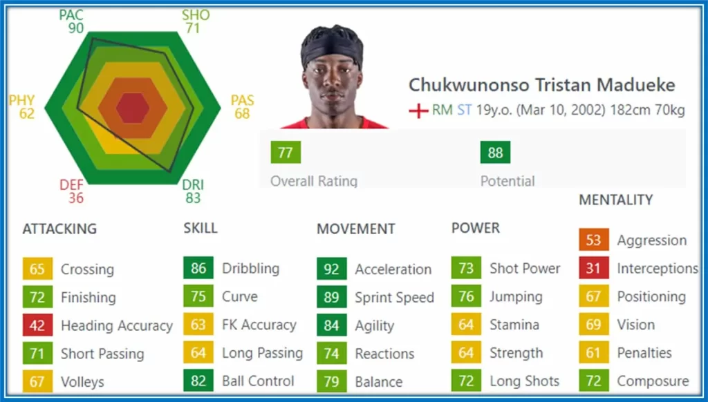 A nineteen-year-old having an 88 Potential and a handful of good FIFA stats shows he is on his way to stardom.