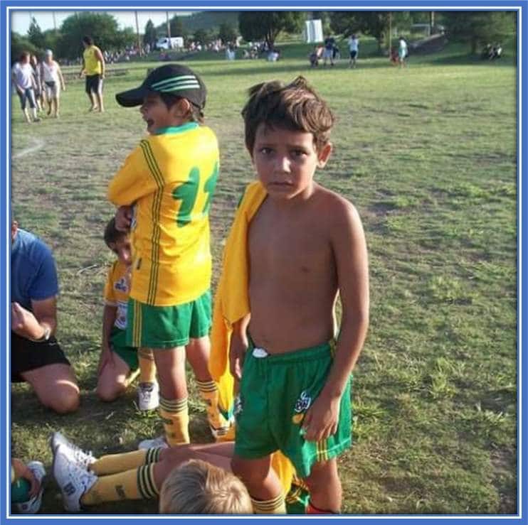 Nahuel Molina during his childhood football days.