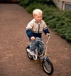 Young Per Mertesacker, riding a bicycle. He seemed to be enjoying it.