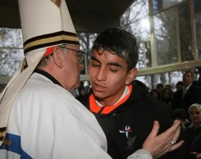 Angel Correa with then cardinal Jorge Mario Bergoglio.