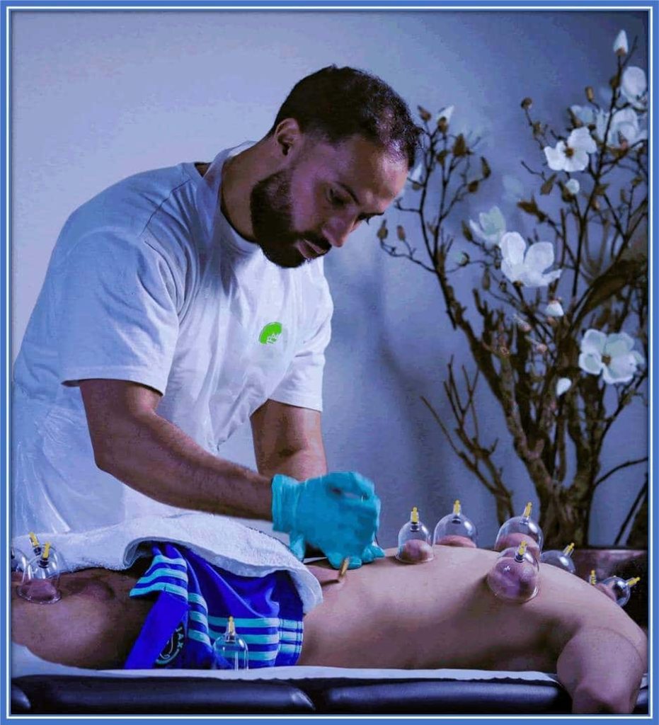 The fantastic athlete also uses cupping to help relieve the aches and pains caused by training.