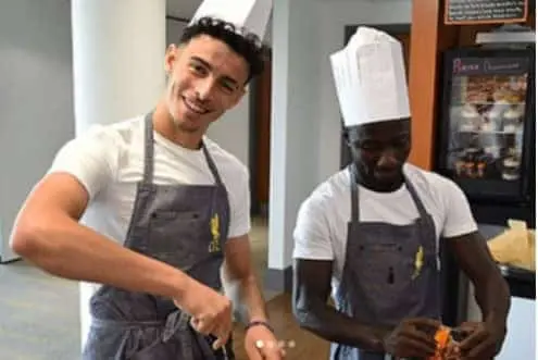 Curtis Jones loves cooking. He is pictured here with Naby Keita.