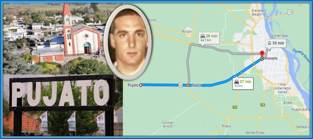 This map gallery depicts Pujato, where Lionel Scaloni's parents had him.