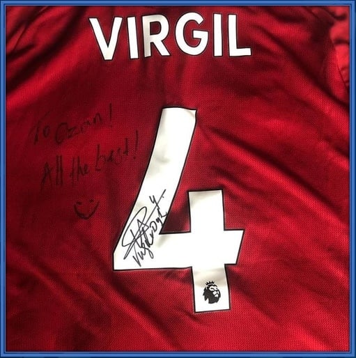 Ozan Kabak's admiration for idol Virgil van Dijk led to a special signed jersey, gifted by childhood friend Omer Bayram, featuring the words "To Ozan! All the Best!"