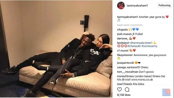 Tammy Abraham is chilling with his wife in the making - Leah Monroe.
