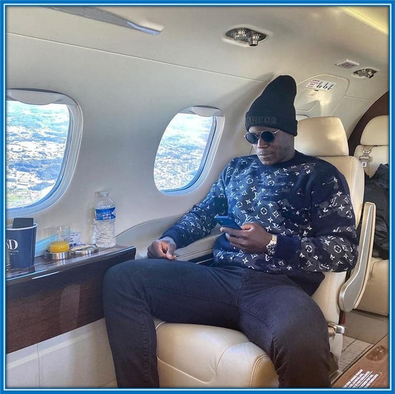 Although we haven't yet seen Malang Sarr Car, he loves taking the private jet.