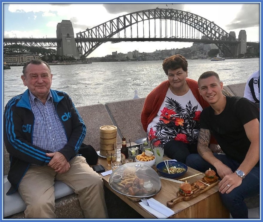 The Socceroos star loves having lunch with his Mum and Dad.